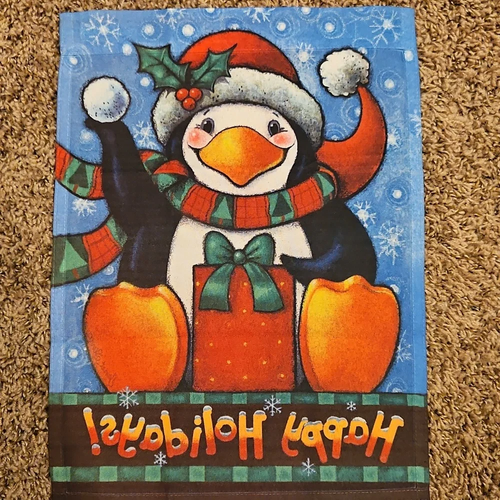Festive Penguin Holiday Garden Flag